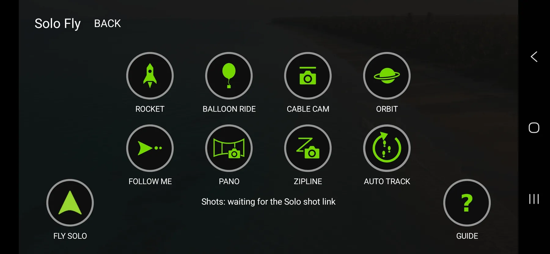 Temporary existing Solo Fly screenshot for Get Out Front. Keep Yourself in the Shot.